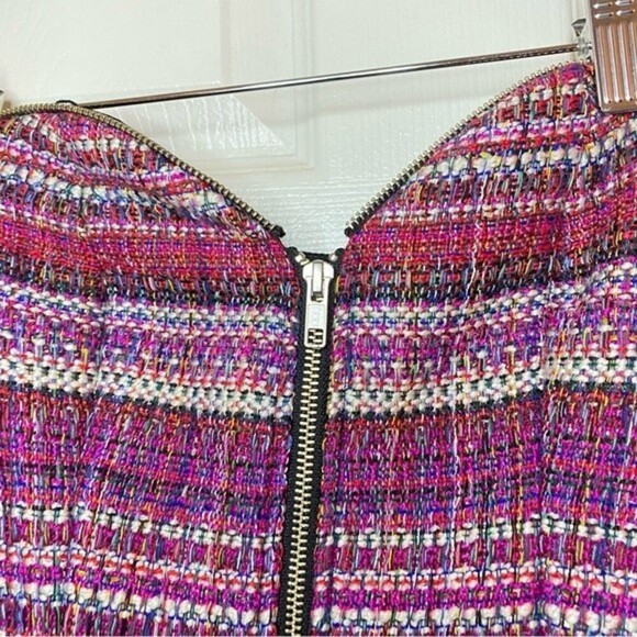 Revolve NBD Pink Preppy old money Barbiecore Tweed Zip Strapless Mini Dress XS - Picture 14 of 14